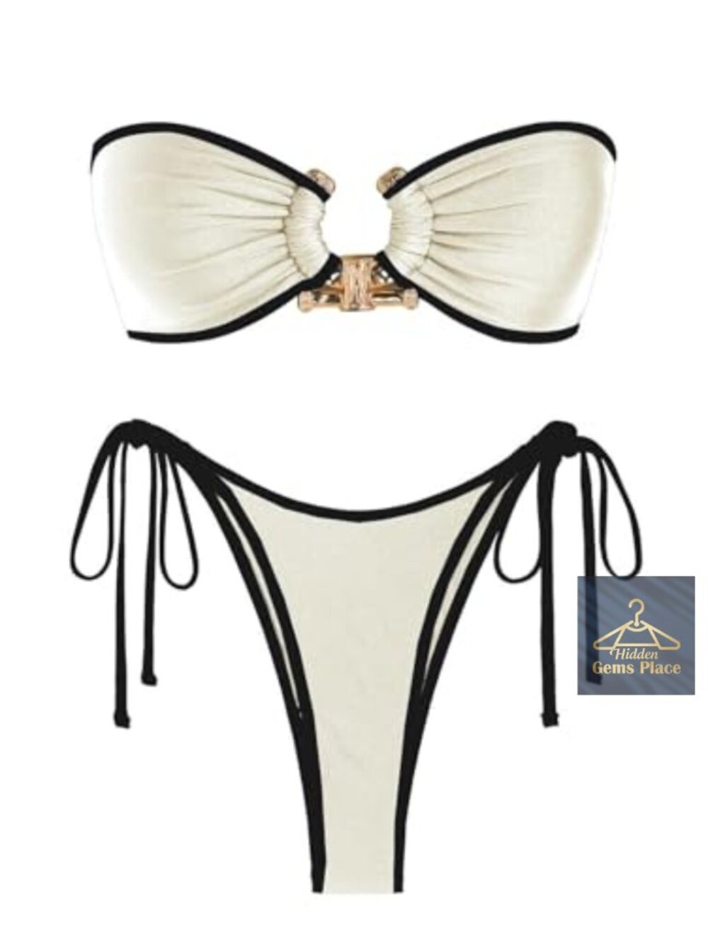 Strapless Bandeau Bikini Set High Cut Side Tie Two Piece Swimsuit Women